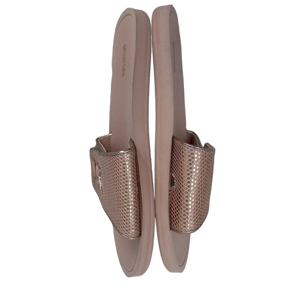MICHAEL KORS Women's PALMER Mesh Rosegold Slide Sandal Size‎ 11 M Comfort